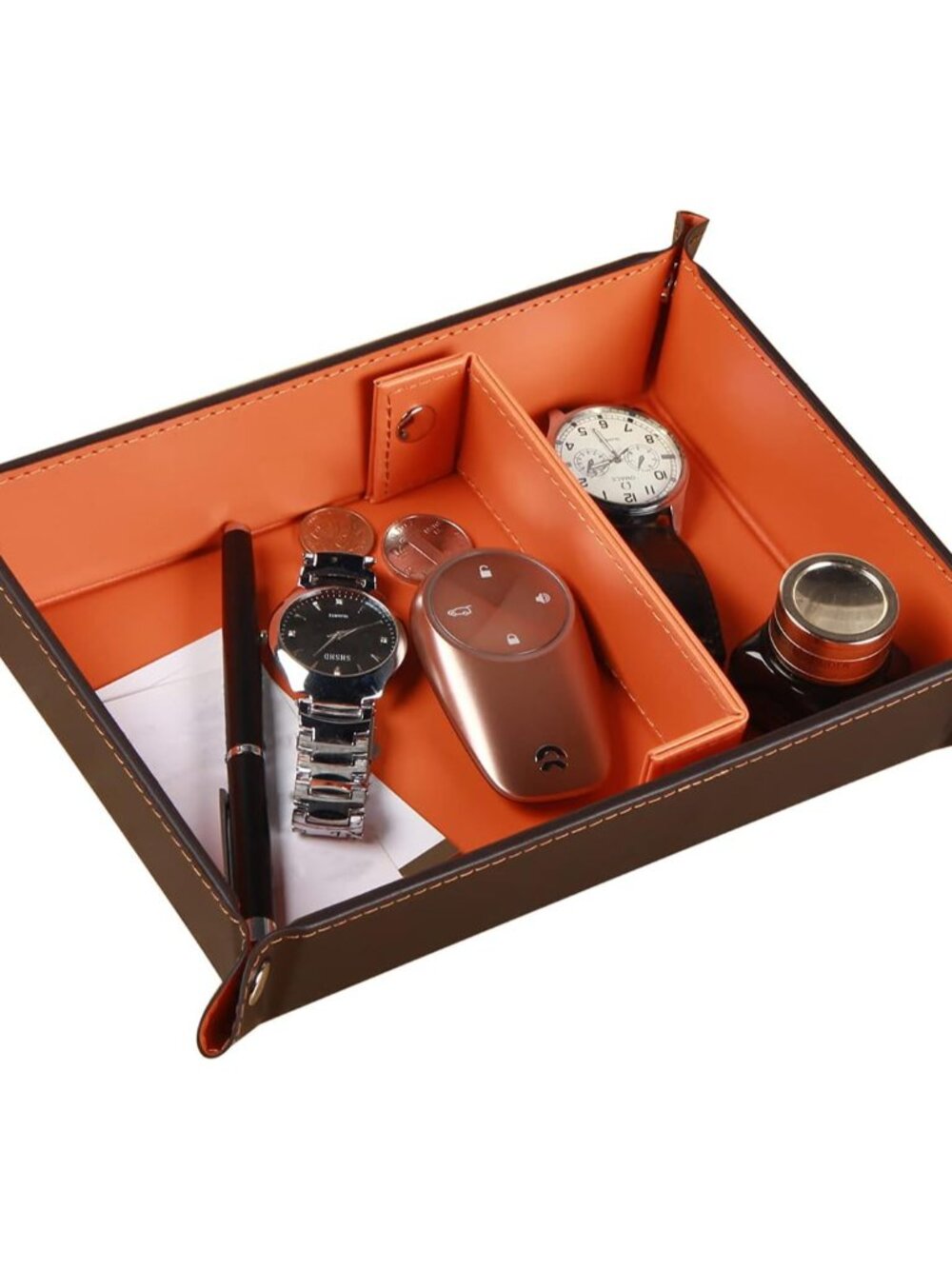 Travel Valet Tray,Entryway Dish,PU Leather Catchall EDC Dump Tray/Bowl